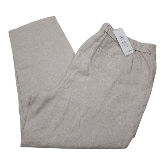 Chicos Natural Linen Slim Leg Pants Beige 3.5R Mid-Rise Tapered Ankle 26" Inseam - Picture 9 of 16